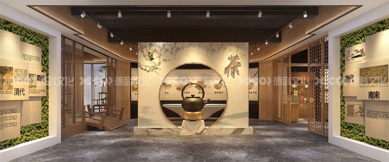 在茶文化展館設(shè)計(jì)中如何設(shè)計(jì)一個(gè)適合展示茶葉與農(nóng)業(yè)發(fā)展的結(jié)合的區(qū)域？
